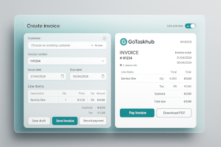 Create Invoice screen