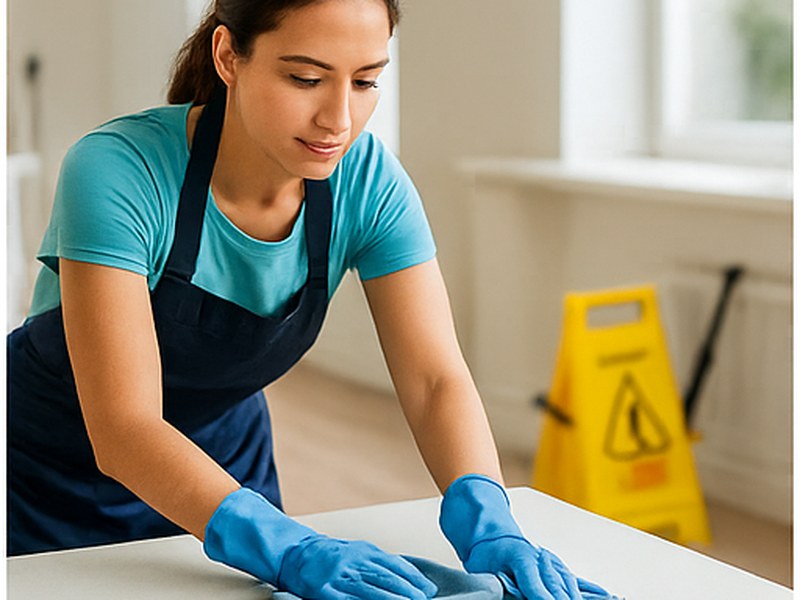 Professional cleaners with equipment; recurring jobs and supplies tracking